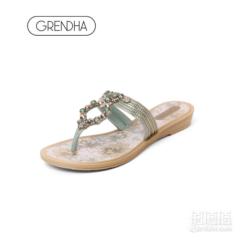 巴西进口，GRENDHA 新花钻系列平跟夹趾凉拖69元包邮