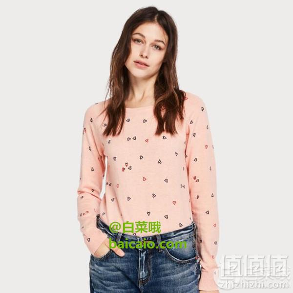限尺码，Scotch & Soda 女士心型印花羊毛混纺套头衫 Prime会员免费直邮含税到手255元