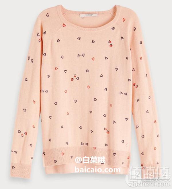 限尺码，Scotch & Soda 女士心型印花羊毛混纺套头衫 Prime会员免费直邮含税到手255元