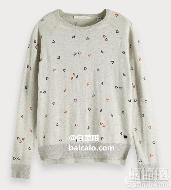 限尺码，Scotch & Soda 女士心型印花羊毛混纺套头衫 Prime会员免费直邮含税到手255元