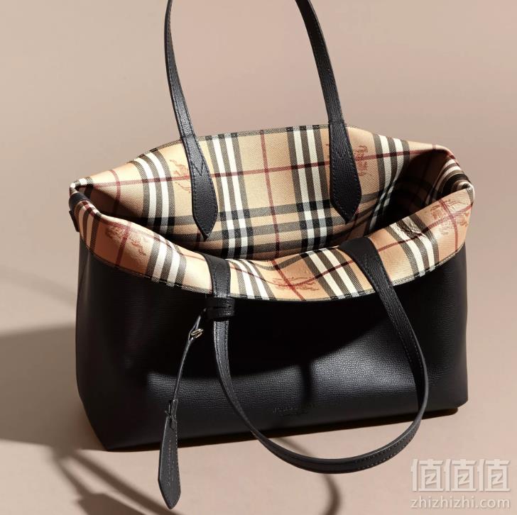 意大利产，Burberry 女士Lavenby中号战马格纹双面两用牛皮托特包 两色6099元包邮（需满减）