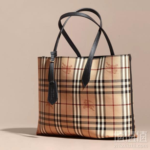意大利产，Burberry 女士Lavenby中号战马格纹双面两用牛皮托特包 两色6099元包邮（需满减）