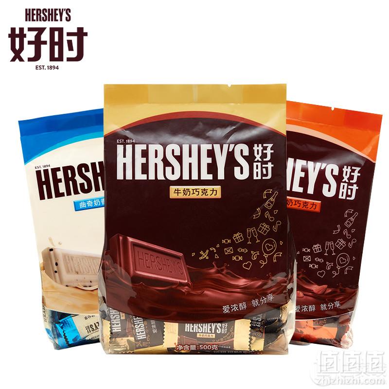 好时 排块巧克力 500g*2袋  多口味59.9元包邮（需领券）