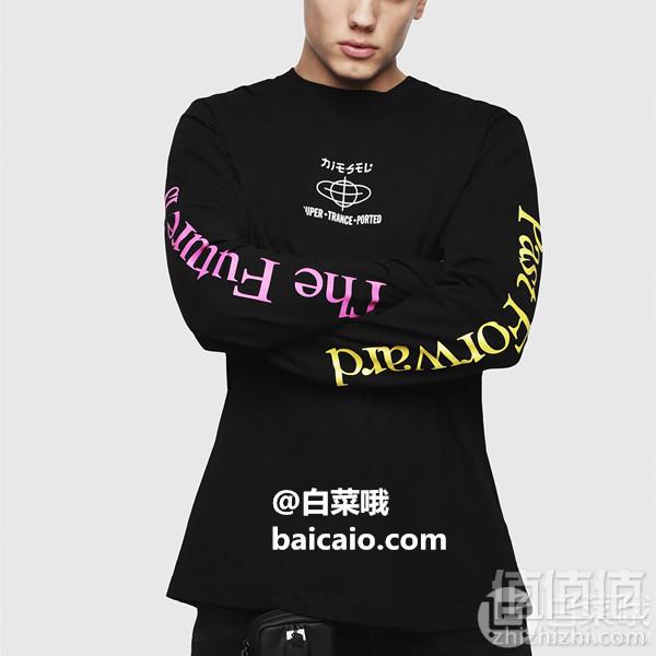 限M码，Diesel 迪赛 T-Just-LS-YB 男士纯棉印花长袖T恤 Prime会员凑单免费直邮含税到手197元
