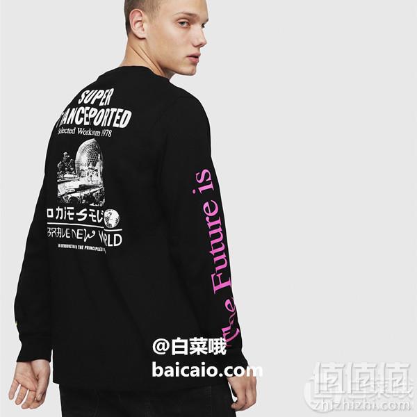 限M码，Diesel 迪赛 T-Just-LS-YB 男士纯棉印花长袖T恤 Prime会员凑单免费直邮含税到手197元