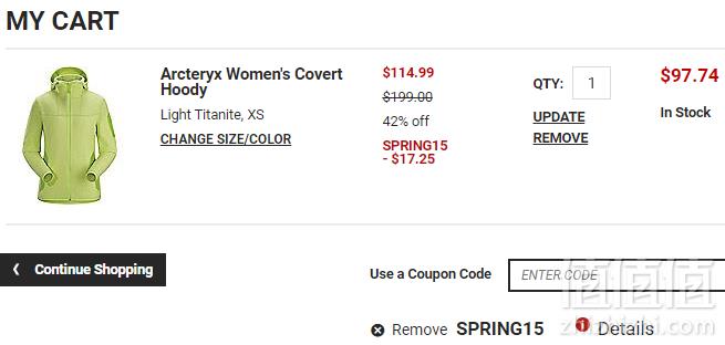 4.9折码全，ARCTERYX 始祖鸟 Covert 女款连帽保暖抓绒衣 .74（需用码） 国内￥2598到手715元