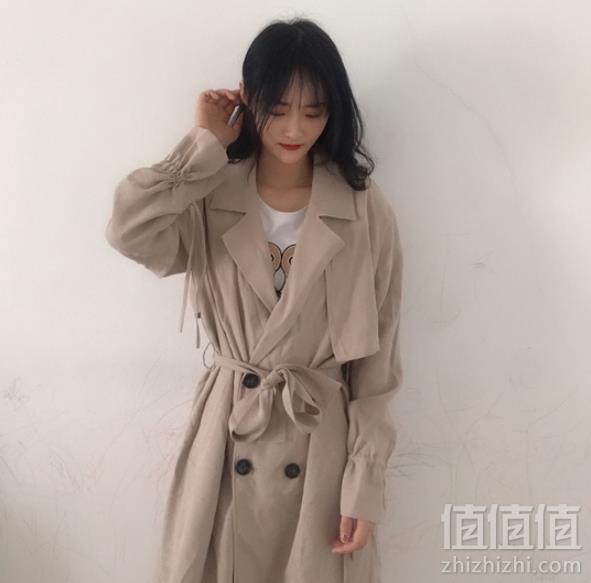 2019春季新款，EST＋II 艺诗 女士中长款双排扣系带风衣 3色205元包邮（需领券）