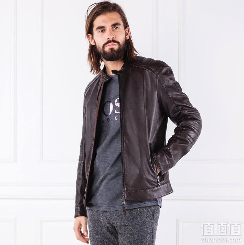 HUGO BOSS 雨果博斯 Jadone 男士立领绗缝真皮夹克 Prime会员免费直邮含税到手1928元