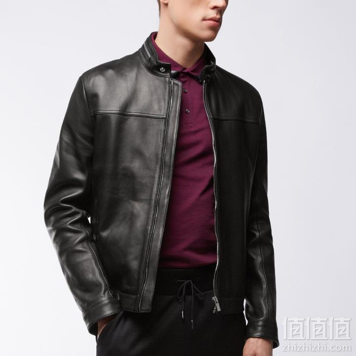 限L码，HUGO BOSS 雨果博斯 Luckas 男士拉链立领羔羊皮夹克 Prime会员免费直邮含税到手1638元
