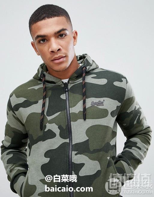 限S码，Superdry 极度干燥 Orange Label Urban 男士迷彩印花连帽卫衣 Prime会员免费直邮到手248元