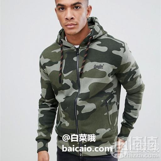 限S码，Superdry 极度干燥 Orange Label Urban 男士迷彩印花连帽卫衣 Prime会员免费直邮到手248元