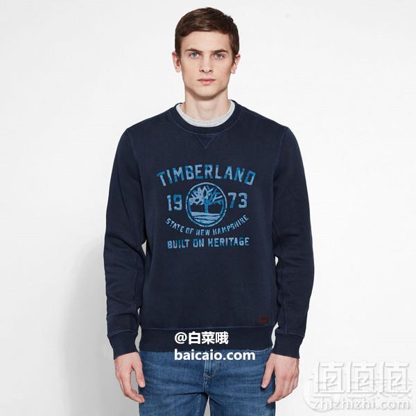 S码，Timberland 添柏岚 Fort Hill 男士休闲圆领卫衣 Prime会员凑单免费直邮含税到手219元