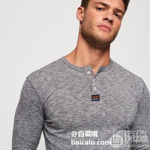 限尺码，Superdry 极度干燥 Heritage Grandad 男士纯棉长袖T恤 Prime会员凑单免费直邮含税到手153元