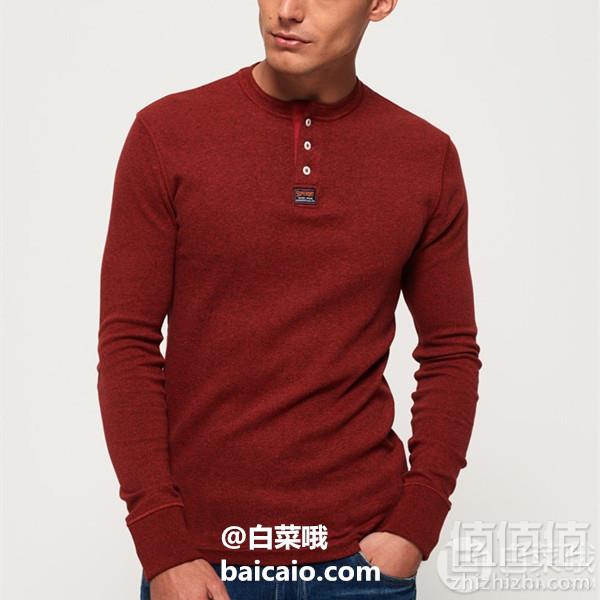 限尺码，Superdry 极度干燥 Heritage Grandad 男士纯棉长袖T恤 Prime会员凑单免费直邮含税到手153元
