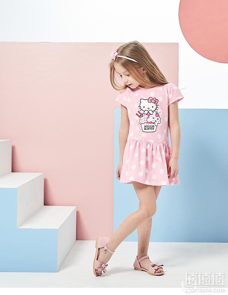 HelloKitty 2019夏季新款女童中大童洋气连衣裙 2色59元包邮（需领券）