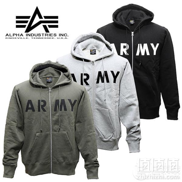限尺码，Alpha Industries 阿尔法工业 Army 男士连帽卫衣TC1312 Prime会员凑单免费直邮含税到手205元