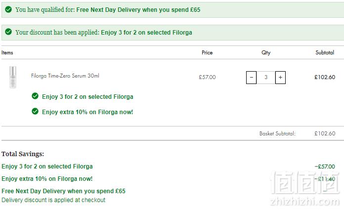 Filorga 菲洛嘉全线买3免1+额外9折，焕龄时光赋颜精华30ml 新低£34.2（双重优惠）到手约新低298元