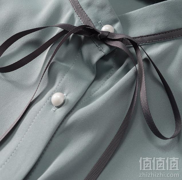 2019春季新款，D．F．DEAR 德菲蒂奥 气质纯色系带衬衫 2色新低97元包邮（需领券）