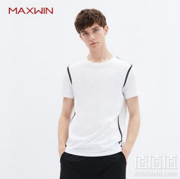 优衣库制造商，Maxwin 马威 男士百搭圆领撞色短袖T恤49元包邮（需领券）
