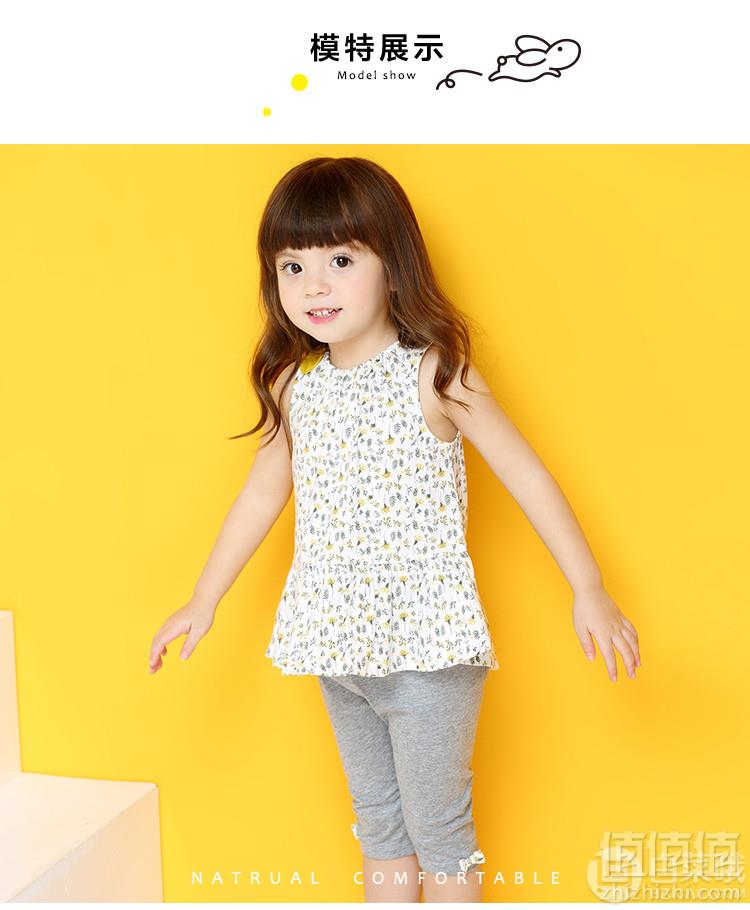 A类品质，安奈儿 2019夏季新款女童圆领上衣打底裤两件套装 3色69元包邮（需领券）