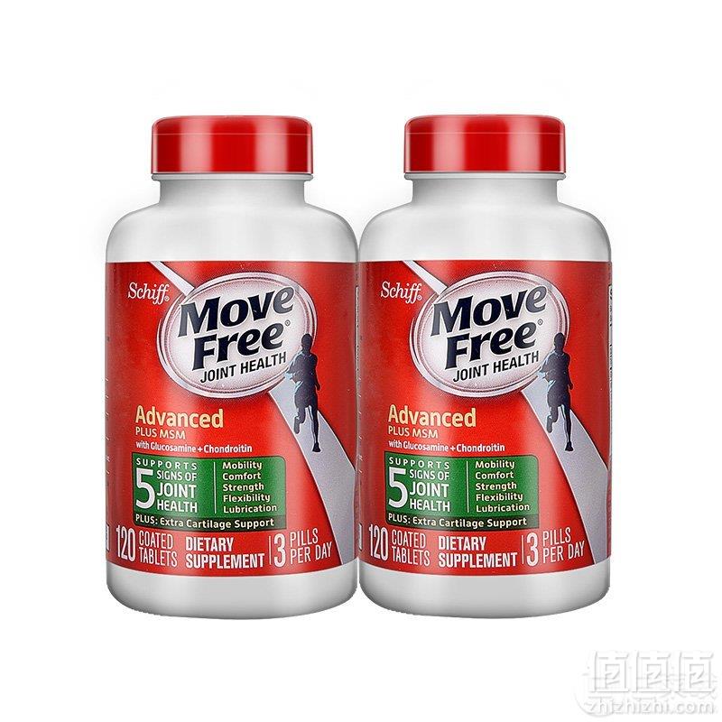 Schiff 旭福 MoveFree 维骨力 绿盒维骨力关节炎止痛配方120粒*2瓶217.55元包邮包税（下单9.5折）