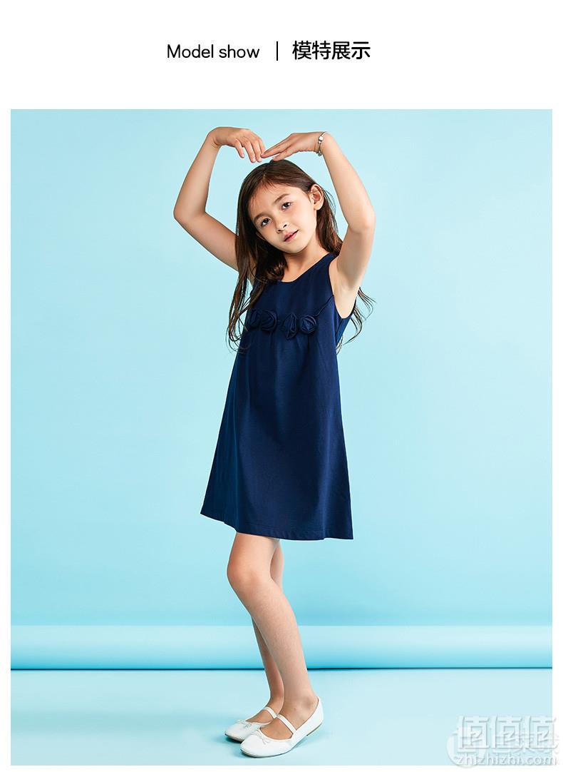 1556595254176141.jpg 2019夏季新款,七匹狼 女童中大童纯棉无袖连衣裙 2色58元包邮(需领券)