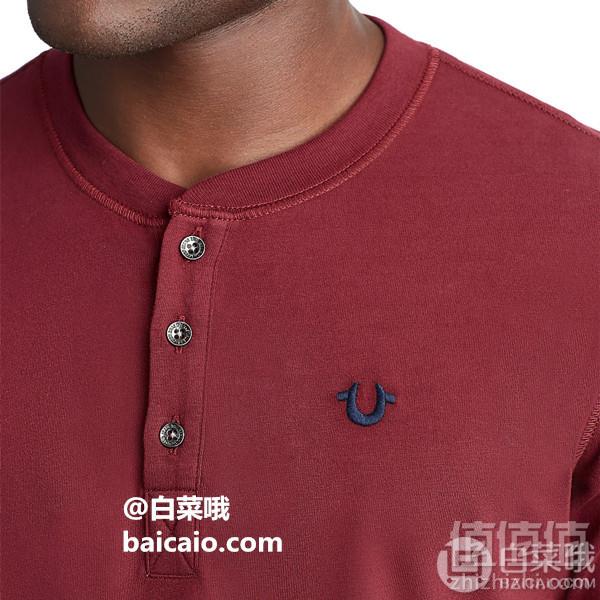 限XL码，True Religion 真实信仰 Embroidery 男士纯棉长袖亨利恤 Prime会员免费直邮含税到手236元