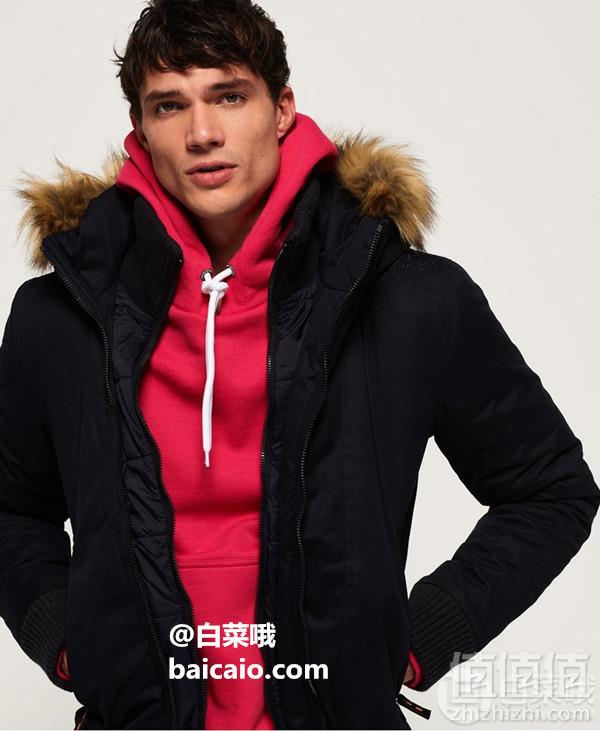 S码，Superdry 极度干燥 Microfibre SD-Windbomber 男士连帽飞行员夹克 Prime会员免费直邮含税到手322元