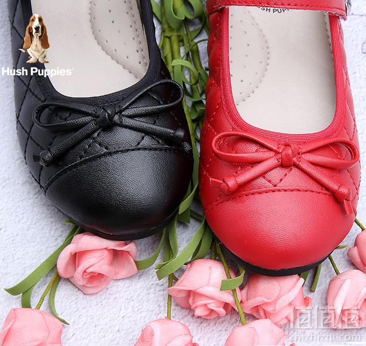 19春夏款，Hush Puppies 暇步士 女童蝴蝶结软底小皮鞋 DP9290 3色139元包邮（需领券）