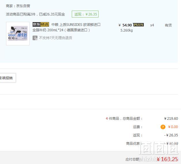 限Plus会员，德国原装进口 SUNSIDES 脱脂牛奶 200ml*24盒*4箱 ￥163.25元包邮40.81元/箱（双重优惠）