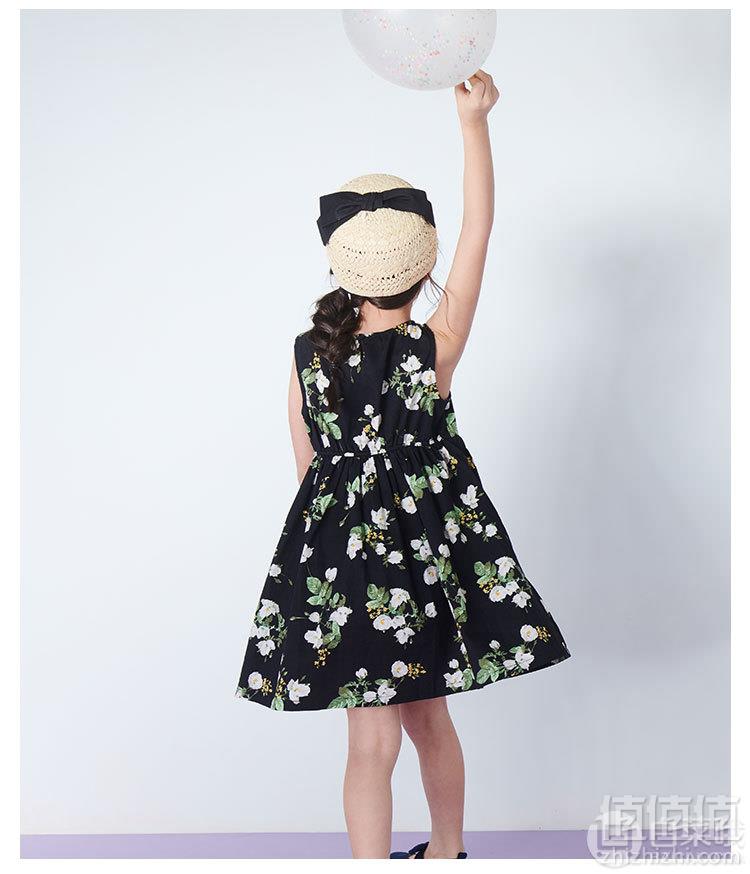 A类品质，日本超高人气童装品牌 petitmain 2019新款女童花朵无袖纯棉连衣裙99元包邮（需领券）