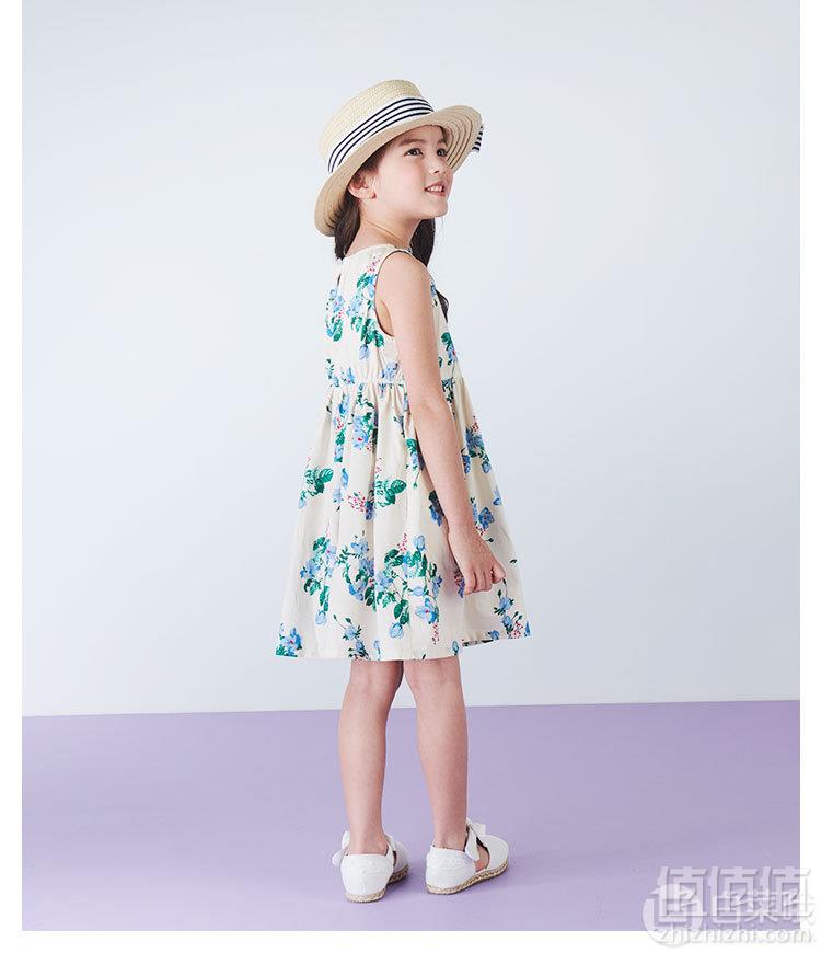A类品质，日本超高人气童装品牌 petitmain 2019新款女童花朵无袖纯棉连衣裙99元包邮（需领券）
