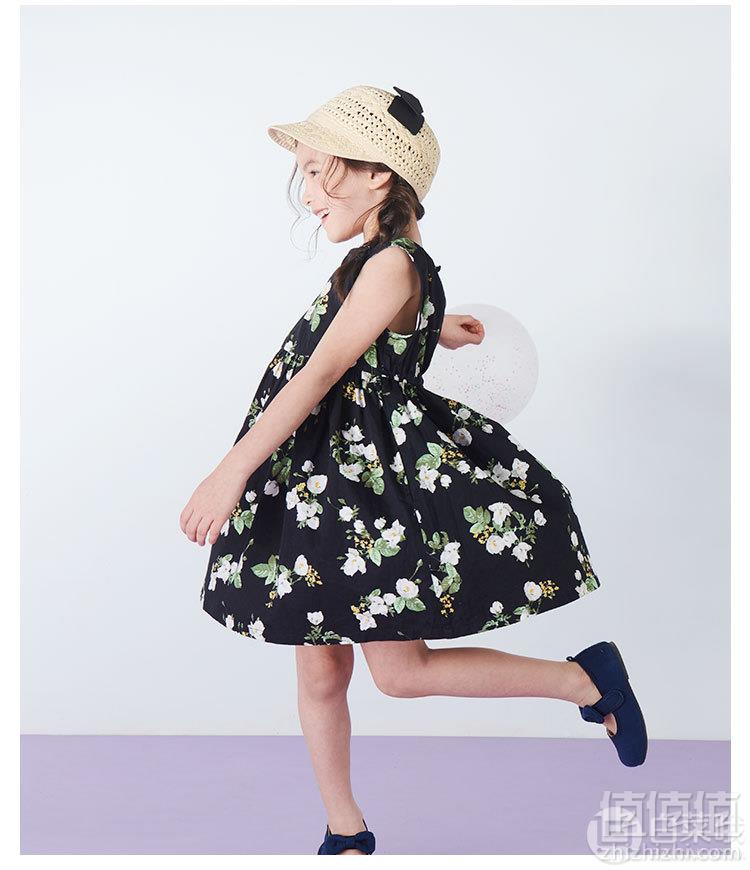 A类品质，日本超高人气童装品牌 petitmain 2019新款女童花朵无袖纯棉连衣裙99元包邮（需领券）