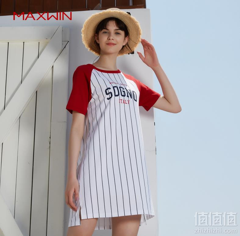 优衣库制造商，Maxwin 马威 女士针织印花连衣裙睡裙49元包邮（需领券）