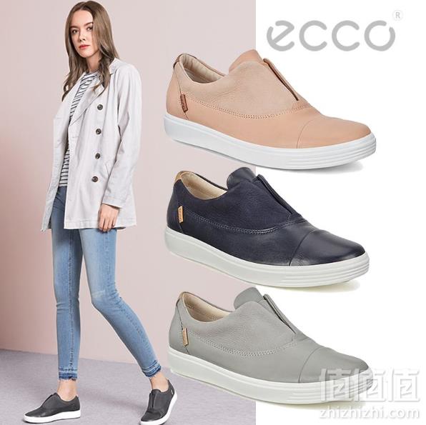 限尺码，ECCO 爱步 Soft 7 柔酷7号 女士真皮一脚蹬休闲鞋 Prime会员免费直邮含税到手370.81元