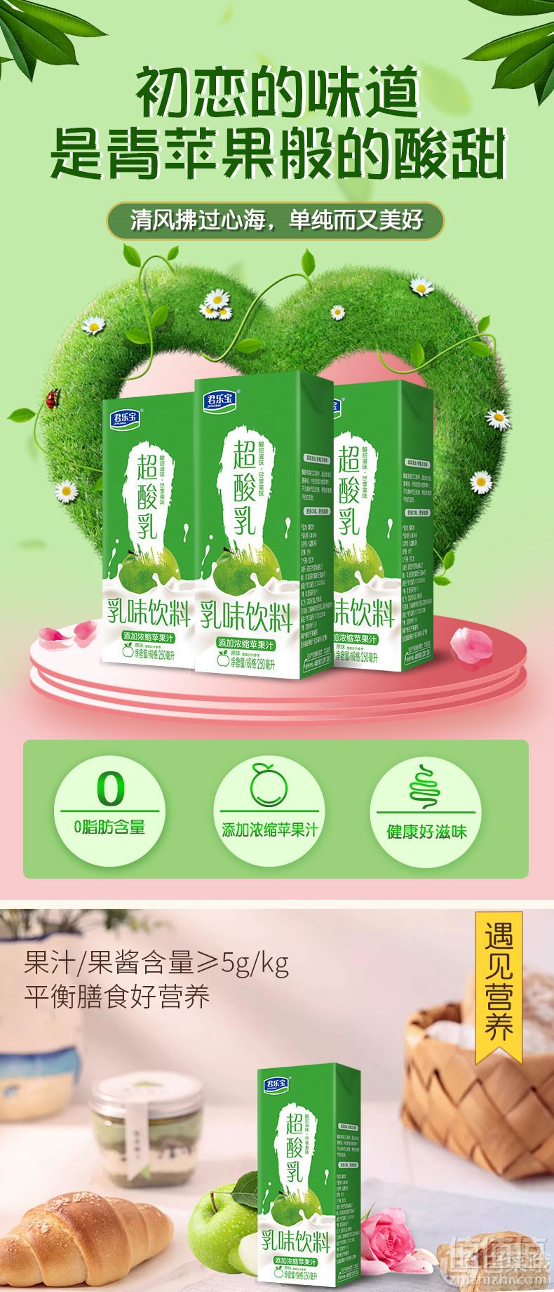临期低价，君乐宝 超酸乳果味饮料250ml*24盒16.8元包邮（需领券）