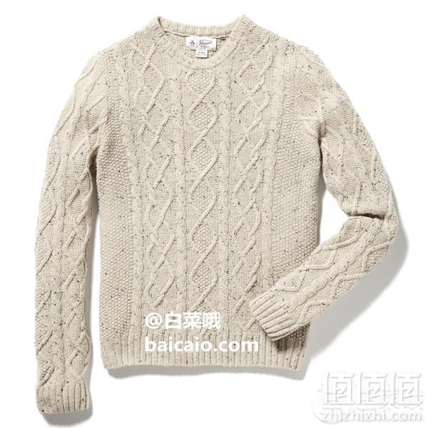 限L码，Original Penguin 企鹅牌 Wool Alpaca 男士羊毛羊驼渔夫毛衣 Prime会员免费直邮含税到手新低240元