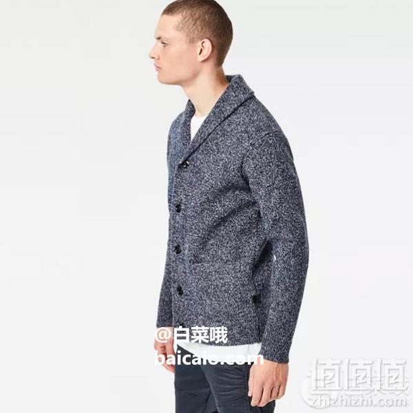 含80%羔羊毛，G-Star Raw Lokora 男士羊毛混纺针织开衫 L码 3.5折 Prime会员免费直邮含税到手465元