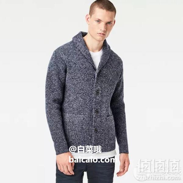 含80%羔羊毛，G-Star Raw Lokora 男士羊毛混纺针织开衫 L码 3.5折 Prime会员免费直邮含税到手465元