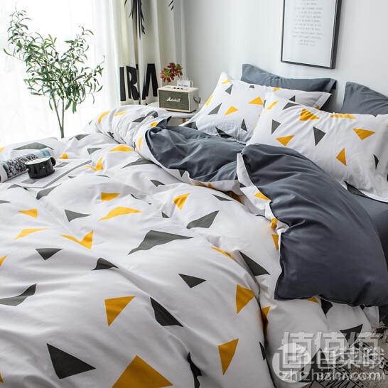限Plus会员，九洲鹿  全棉床上用品斜纹印花双人四件套 莎科 200*230cm135.9元包邮