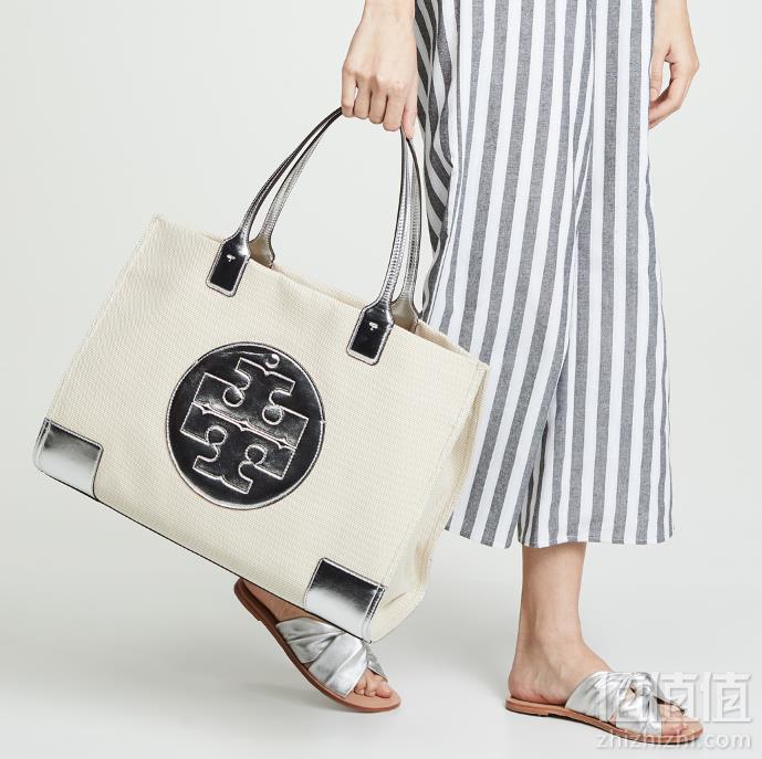 19新款 Tory Burch 汤丽柏琦 Ella 女士大号帆布手提袋 6折 8.8免费直邮到手1235元