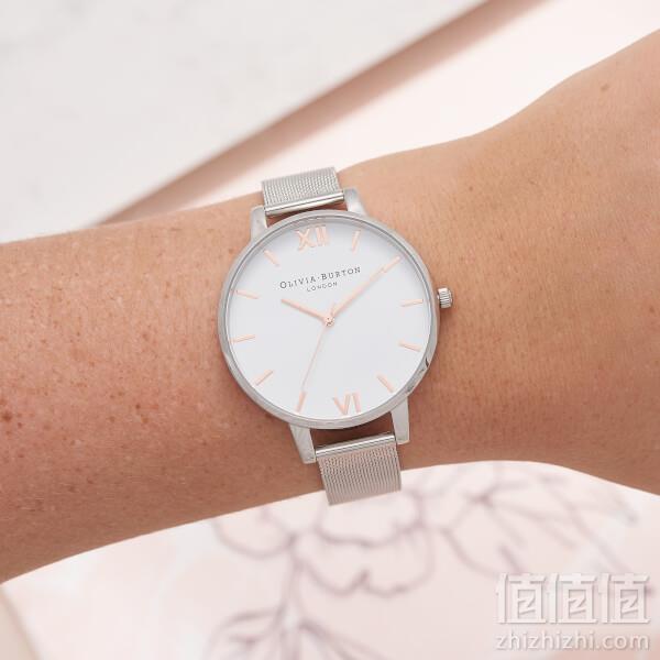 Olivia Burton Women's Big Dial White Dial Watch - Rose Gold/Silver Mesh: Image 11