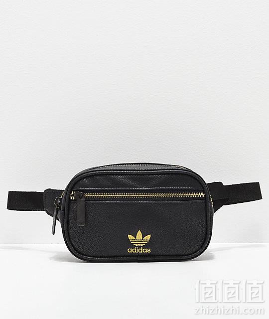 Adidas 阿迪达斯 ORIGINALS 三叶草 PU 皮腰包（ 黑色/金色） Prime会员凑单免费直邮含税凑单到手192.54含税包邮
