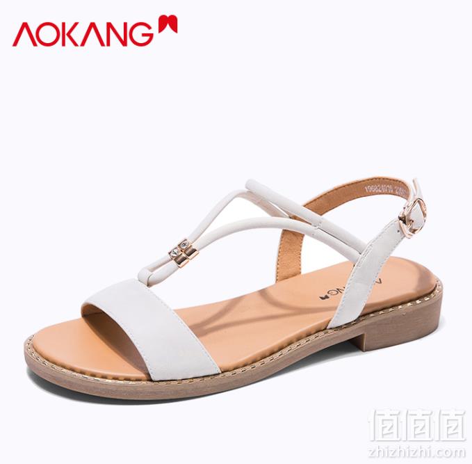 Aokang 奥康 2019夏季新款 简约平底一字扣带凉鞋 3色史低79元包邮（需领券）