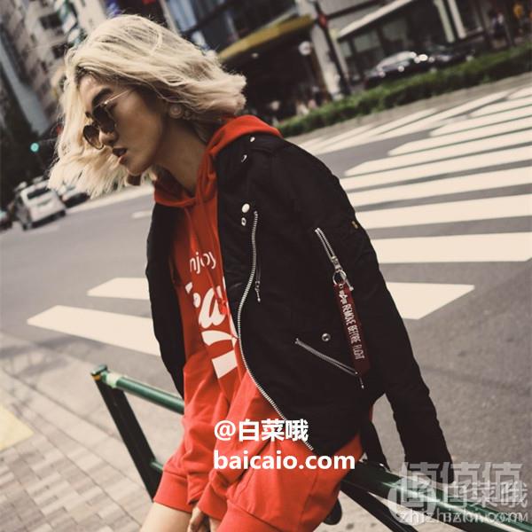码全，Alpha Industries 阿尔法 Outlaw Biker 女士经典机车夹克WJO47504C1399元包邮包税