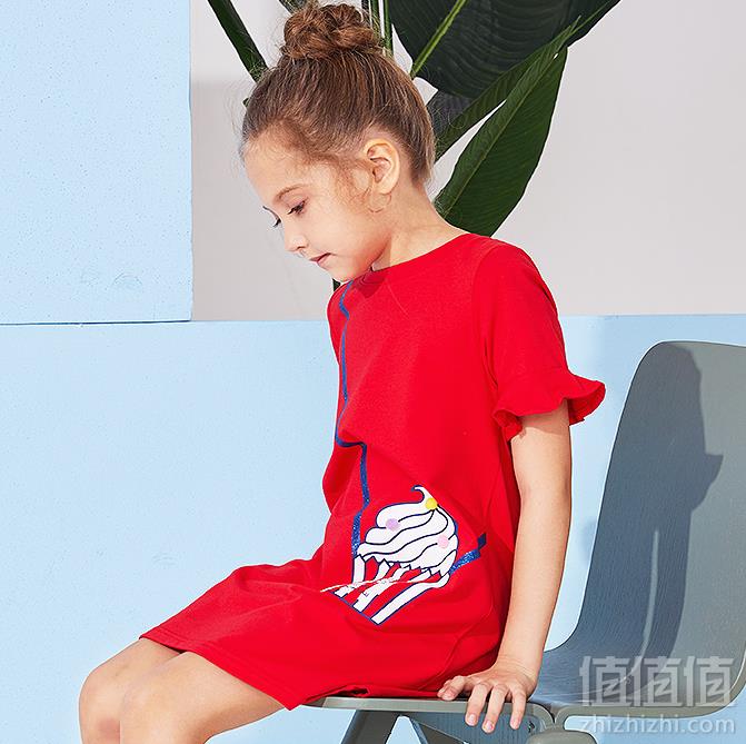 2019夏新款，ELLE kids 女童弹力棉印花连衣裙 3色69元包邮（需领券）
