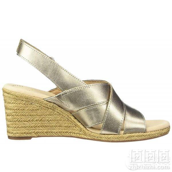 限US6码，Clarks 其乐 Lafley Krissy 女士牛皮麻绳坡跟露趾凉鞋 Prime会员免费直邮含税到手248元