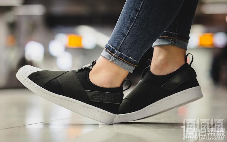 全智贤同款，adidas Originals 阿迪达斯 Superstar 交叉绑带一脚蹬 白色206元包邮包税