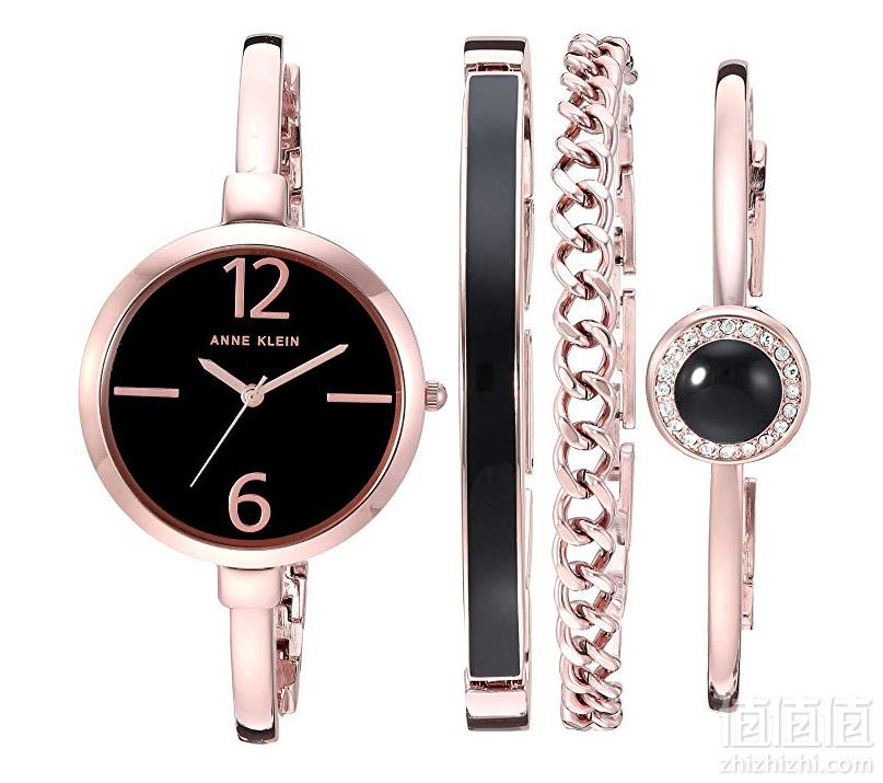 Anne Klein 安妮克莱因 AK/3290BKST 施华洛世奇 女士手链手表套装  Prime会员免费直邮含税到手380.12元