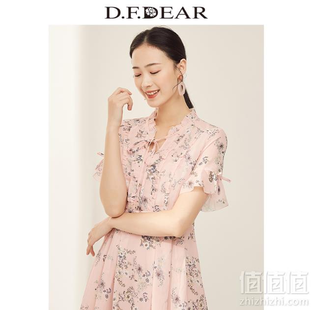 2019新款，D．F．DEAR 德菲蒂奥 女士印花淑女清新连衣裙179元包邮（需领券）